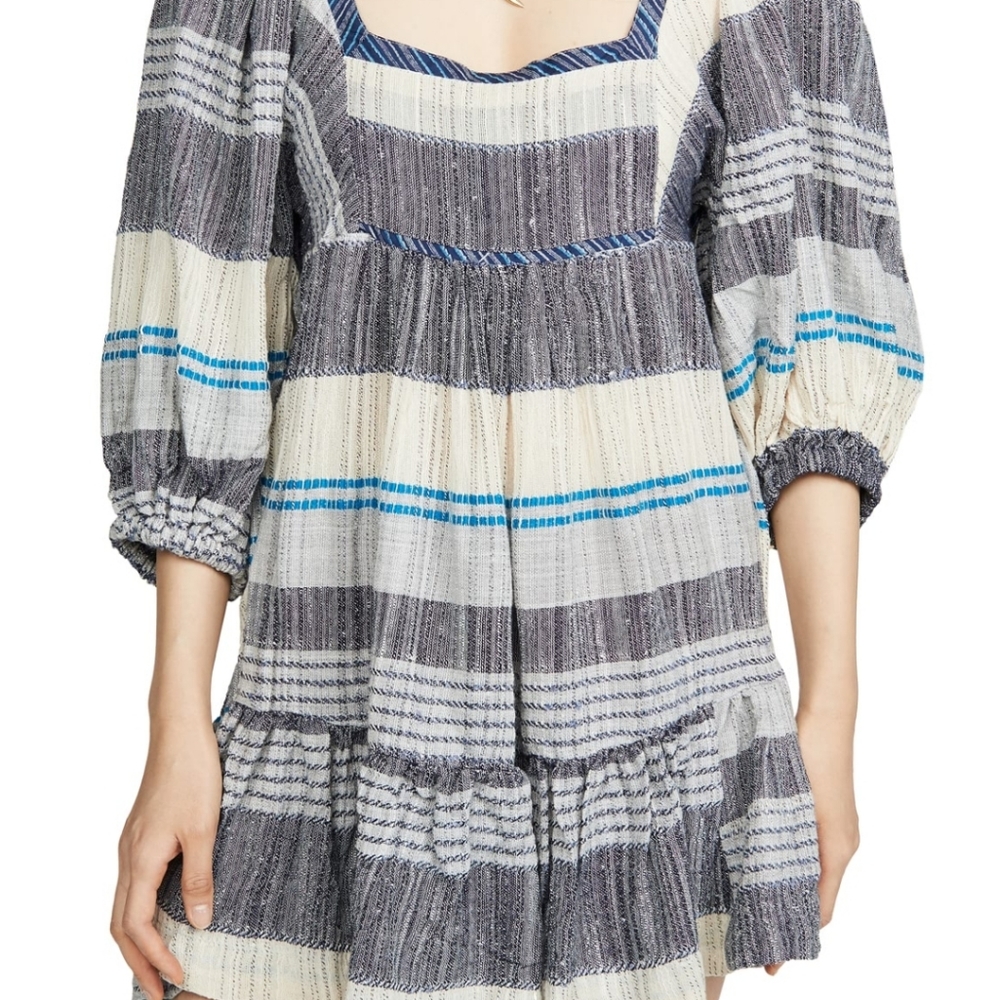 Free People All Lined Up Blue Multi Striped Dress - Picture 7 of 7